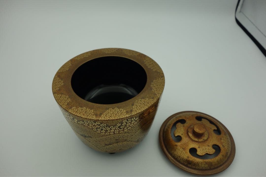 輪島塗　香炉　蒔絵　金箔　吉野桜　慶塚