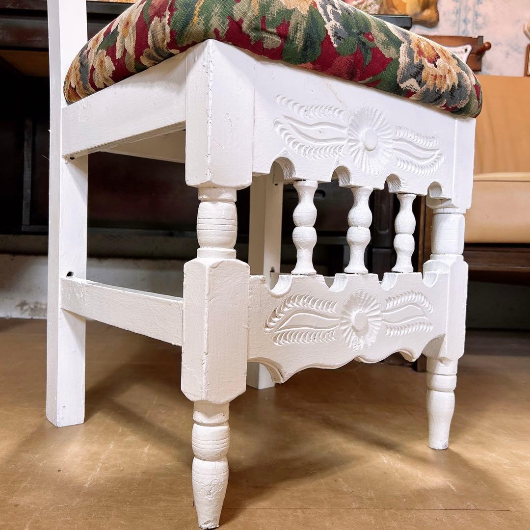 アンティーク商材 ① オールドウッド クッションチェア ウッドスツール 椅子