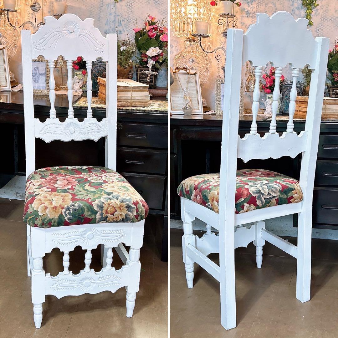 アンティーク商材 ① オールドウッド クッションチェア ウッドスツール 椅子