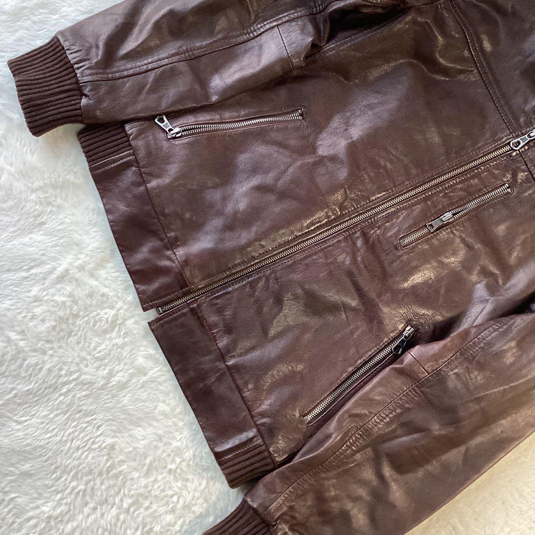 ギャップ　レザージャケット　ブラウン　ヤギ　山羊　ゴートレザー