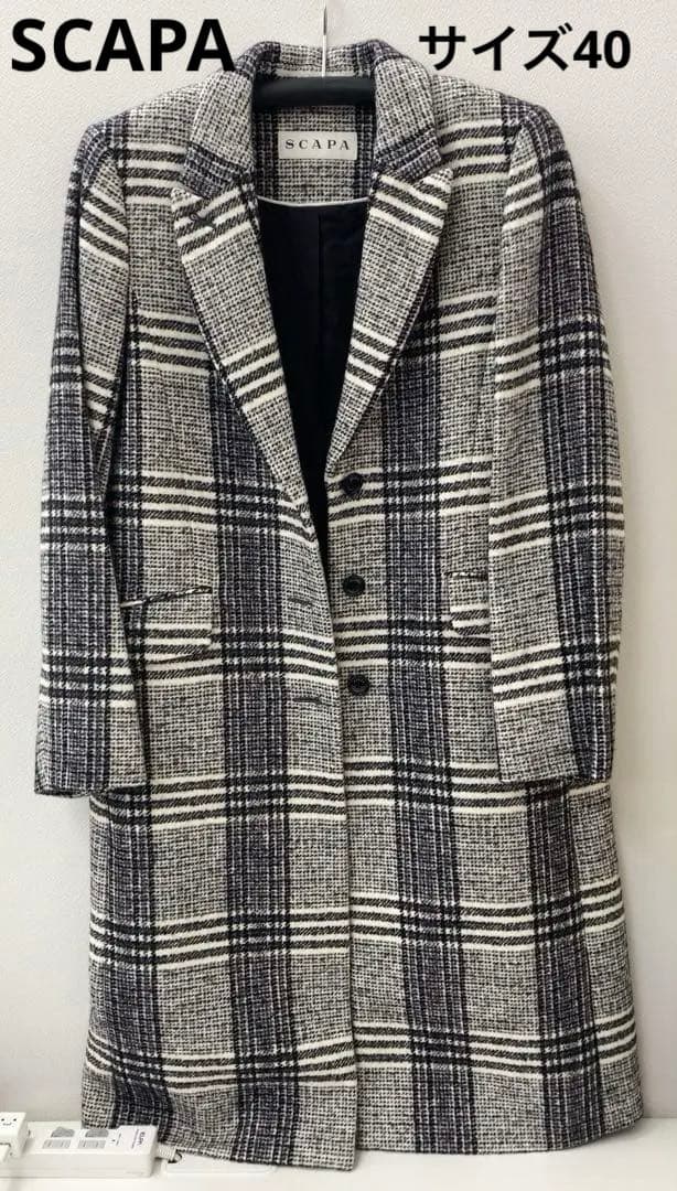 SCAPA チェスターコート チェック柄　サイズ40