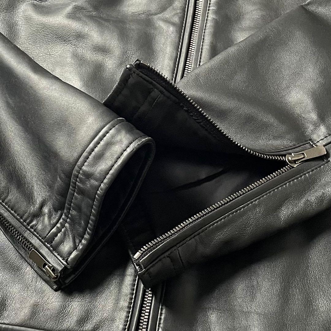 未使用級 theory シングルライダース ラムレザー ジャケット ブラック L