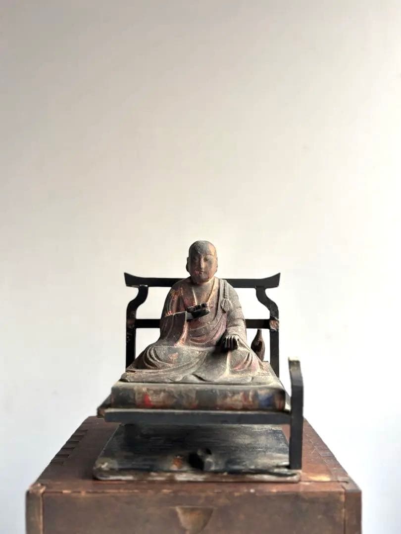 762 骨董 アンティーク 古道具 古い仏像 坐像 木彫 仏教美術 民芸