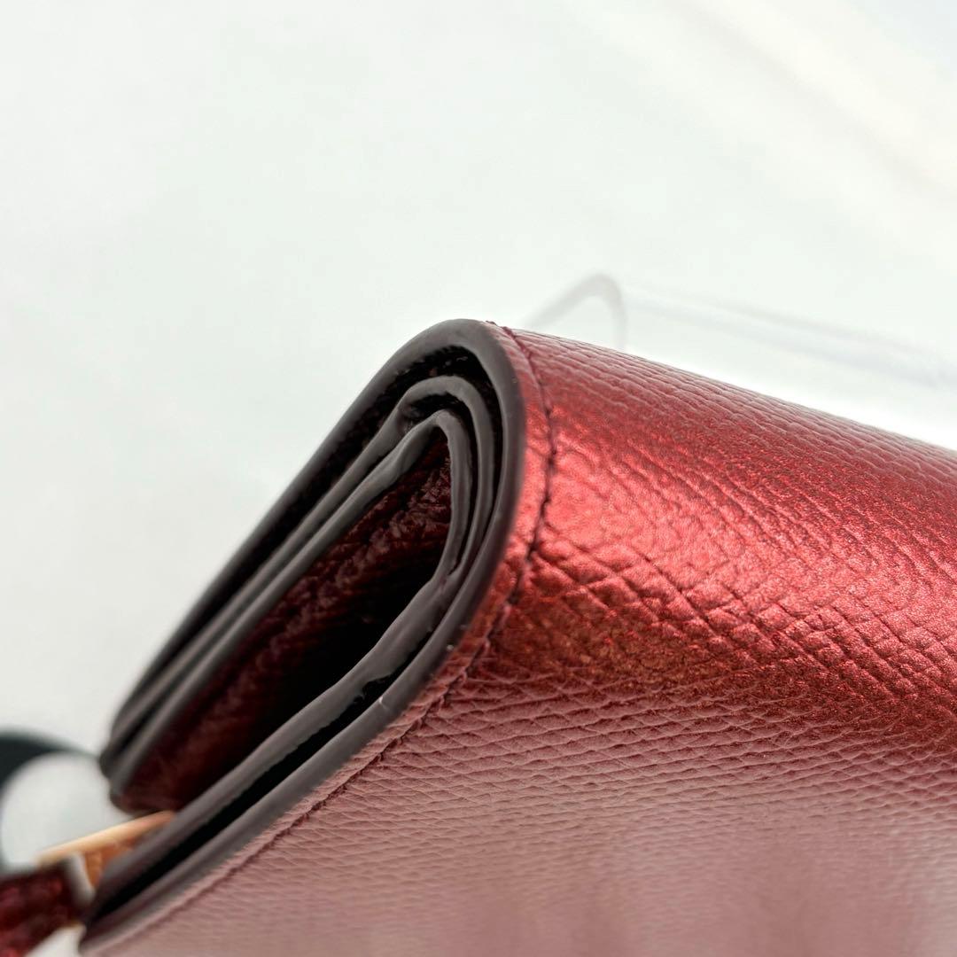 【超美品】COACH ミディアム コーナー ジップ ウォレット ワインレッド