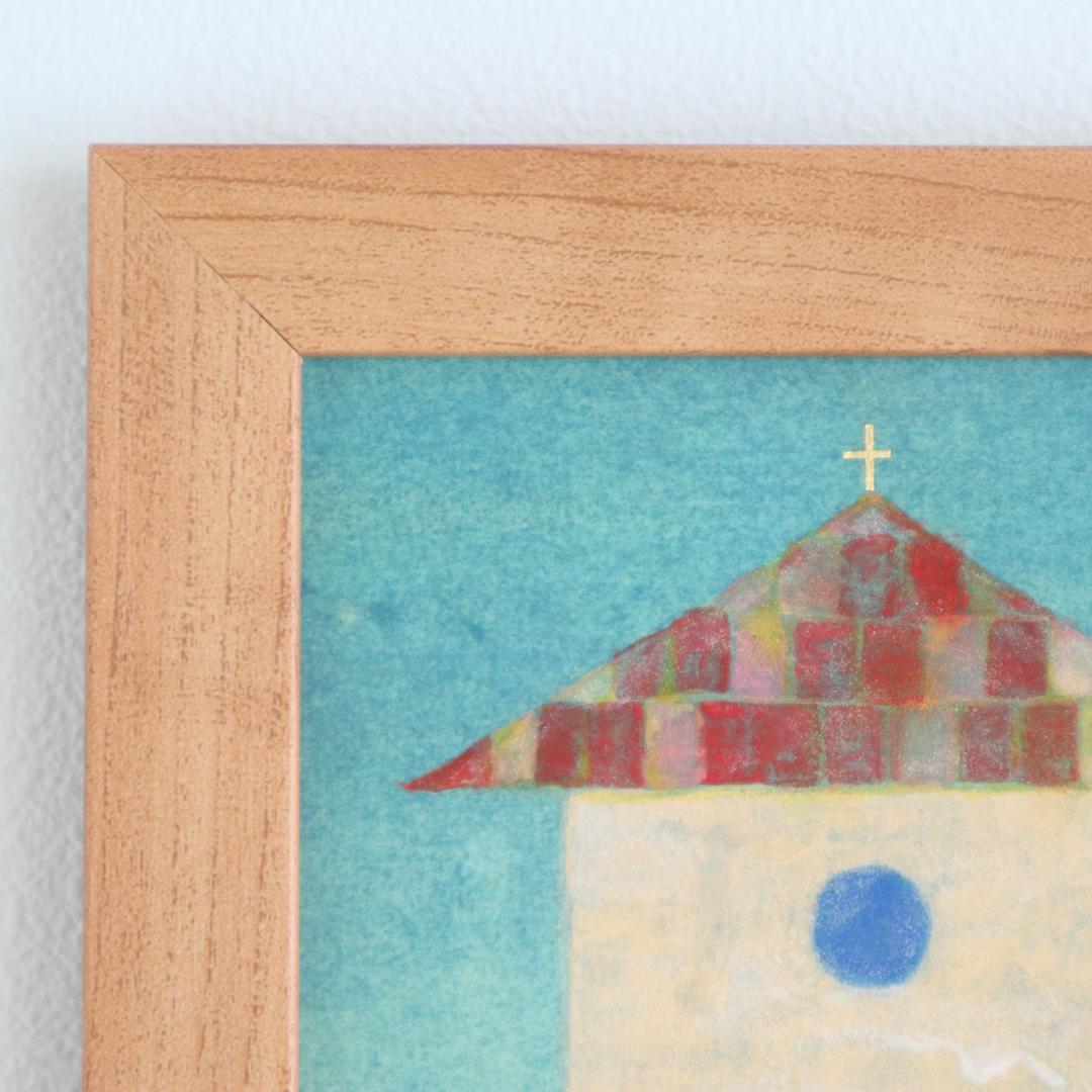 心を癒す教会アート｜月夜の照らす教会とうさぎ｜神聖な光を届ける日本画インテリア