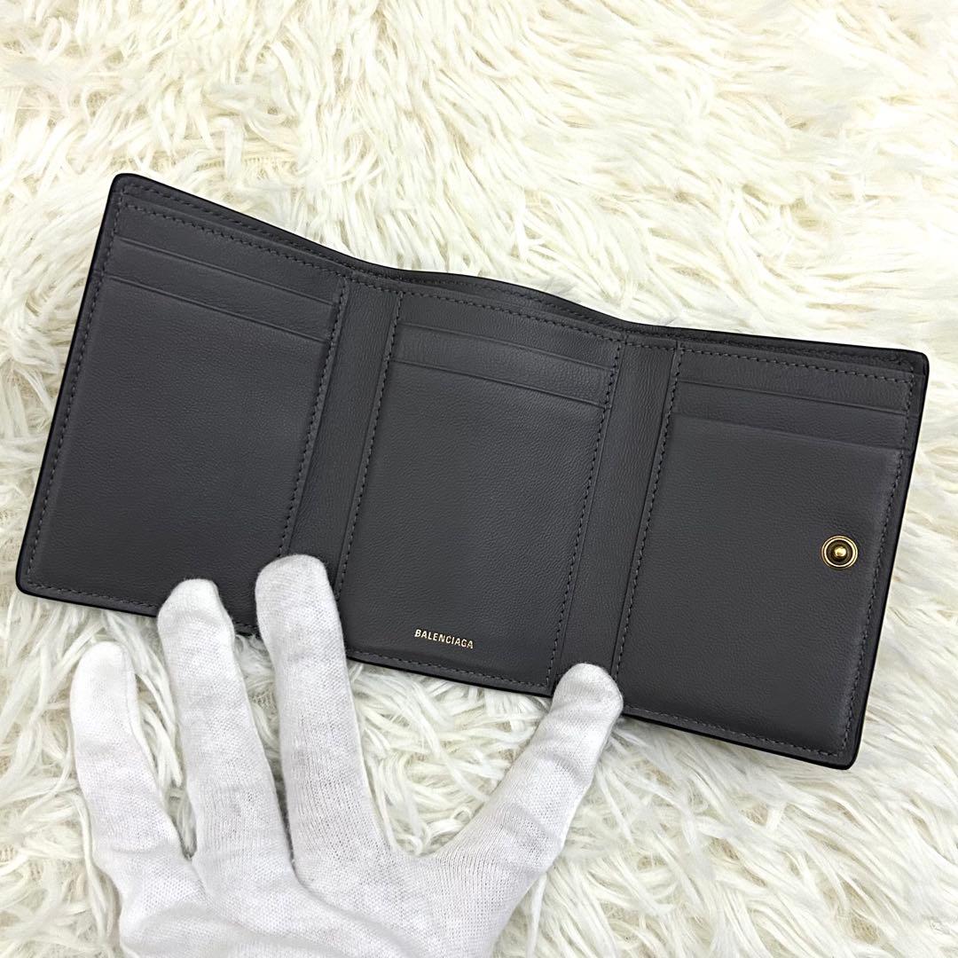 【美品】BALENCIAGA ENVELOPE 三つ折り財布 ブラック×グレー