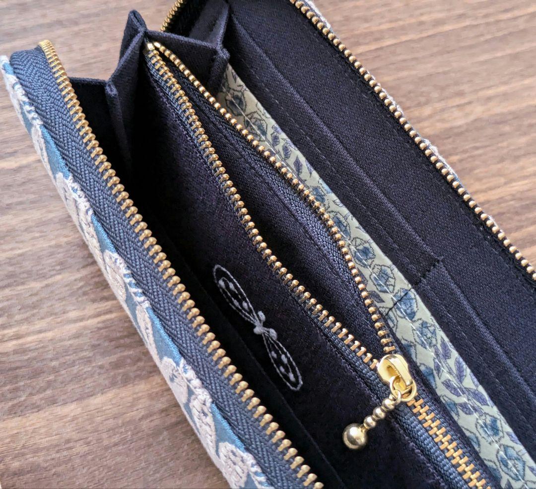 ミナペルホネン pomppia ポンピア 長財布 ハンドメイド ブルー ピンク