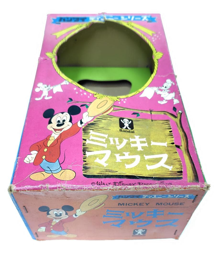 【極稀少】箱付 完動品 バンダイ ミッキーマウス ゼンマイ歩行 70s 当時物