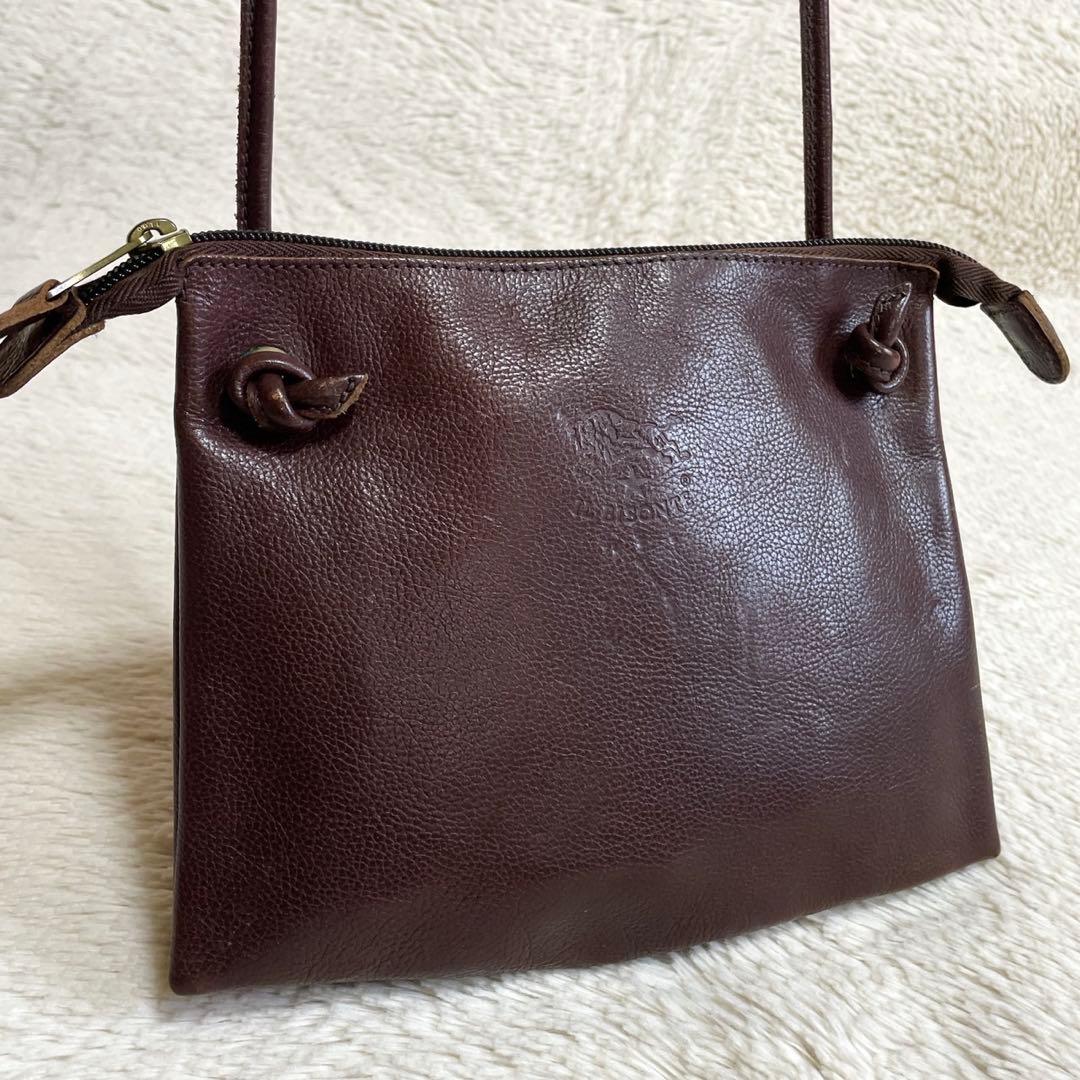 美品 イルビゾンテ レザー ロゴ ポシェット ショルダーバッグ サコッシュ 本革