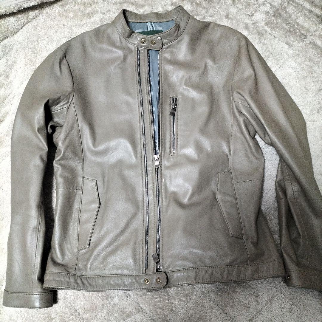ムッシュニコル　レザーシングルライダースジャケット 48