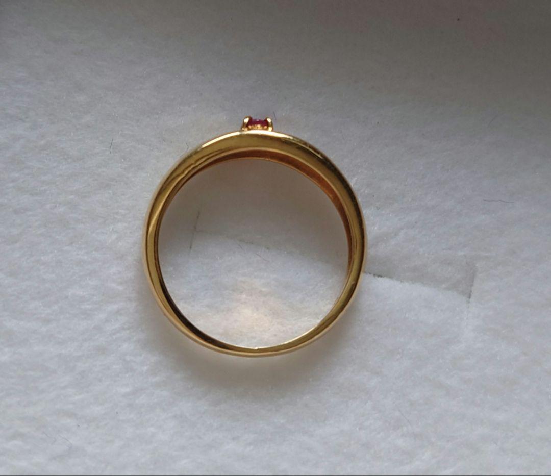 a*！様 K18 ゴールド リング 約8号　シンプル ルビー？ダイヤ？付き レト