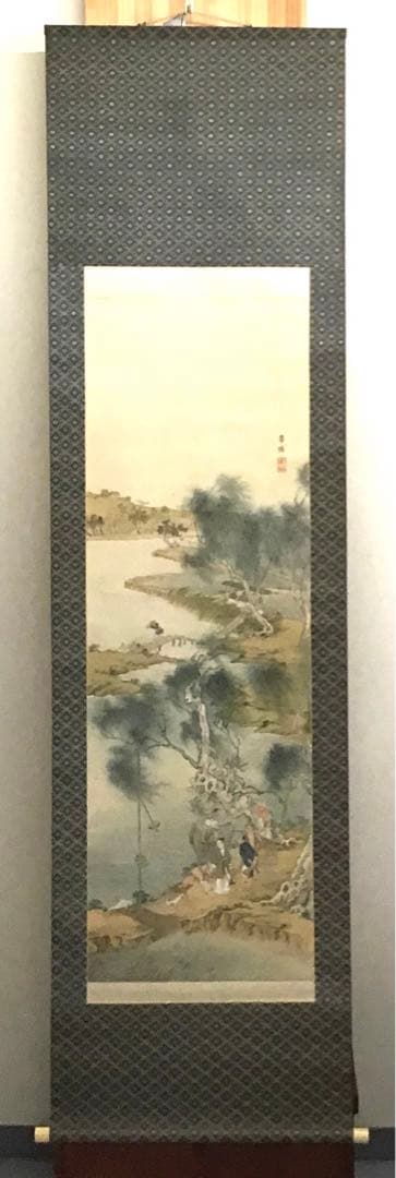 K茶道具　掛軸　二幅対「耕織図　双幀」　仿華山翁図　華僊作　共箱　S1001KJ