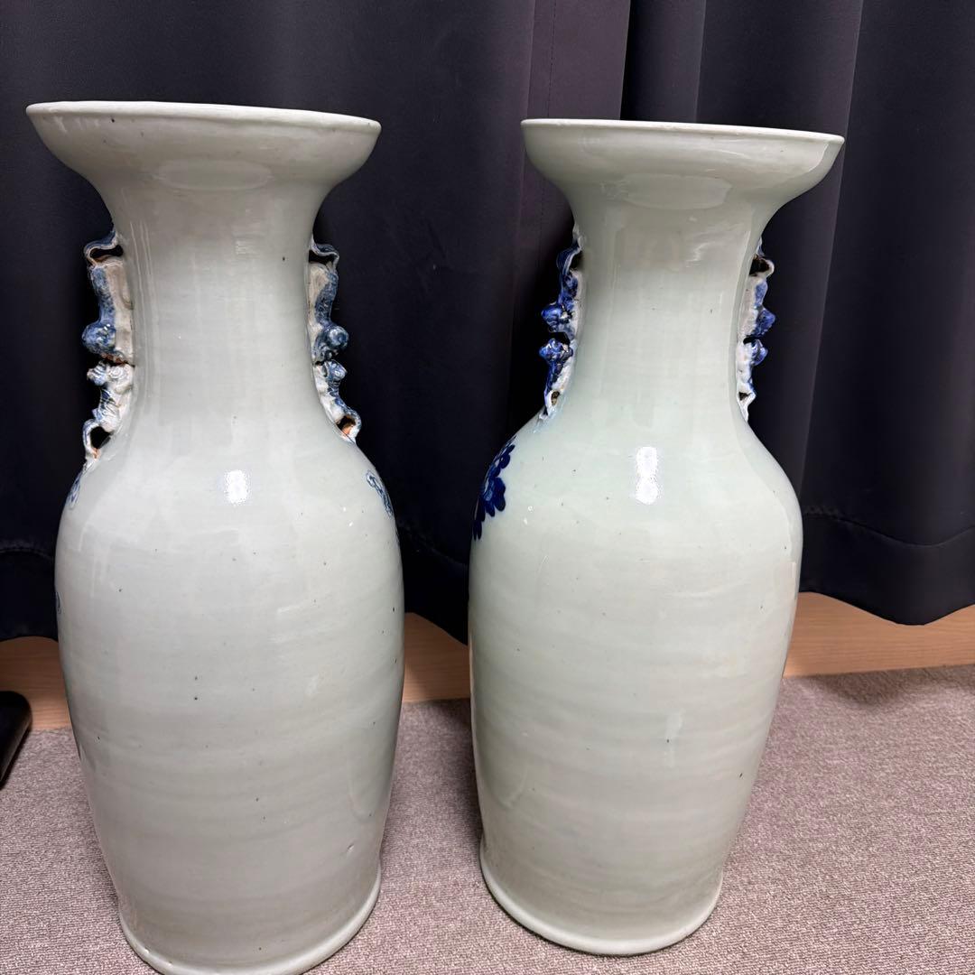 染付花瓶　二個セット　骨董品　アンティーク　中国　古い