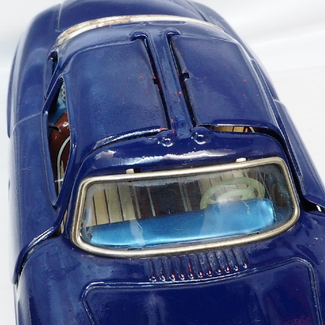 バンダイ メルセデスベンツ300SLリペイント紺リモコン欠tinブリキcar箱無