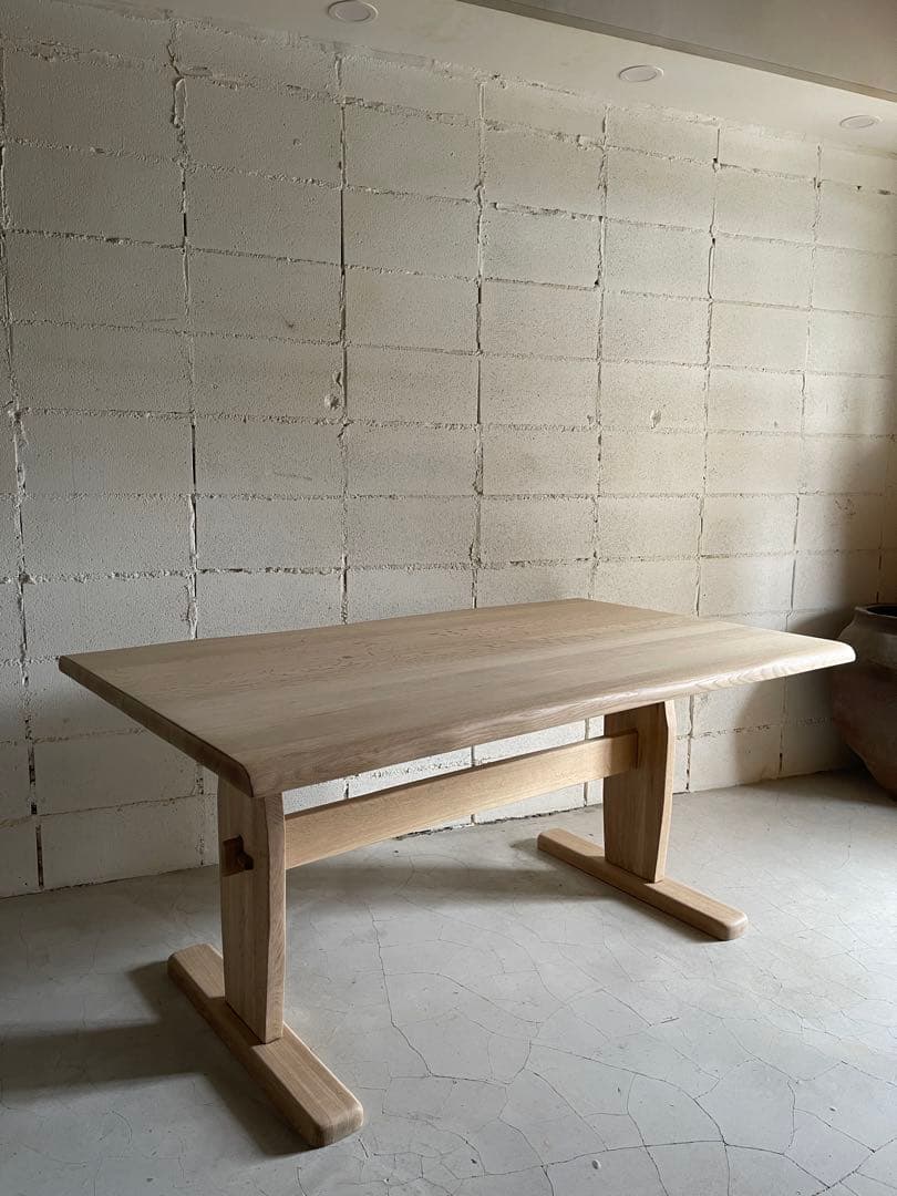 美品　飛騨清見工房　天然木楢無垢材　オーク無垢材　ダイニングテーブル150 虎斑