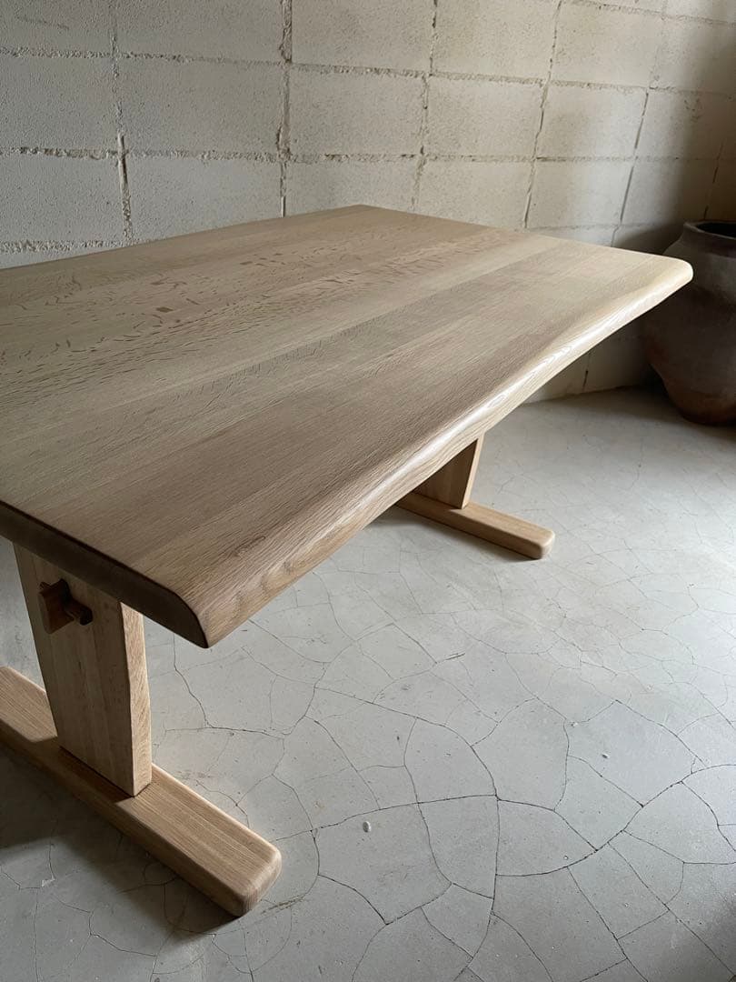 美品　飛騨清見工房　天然木楢無垢材　オーク無垢材　ダイニングテーブル150 虎斑