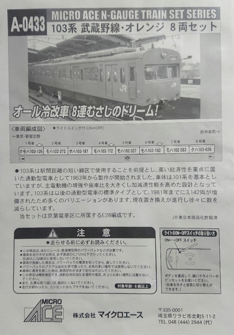 Nゲージ マイクロエース 103系 武蔵野線 M21編成再現