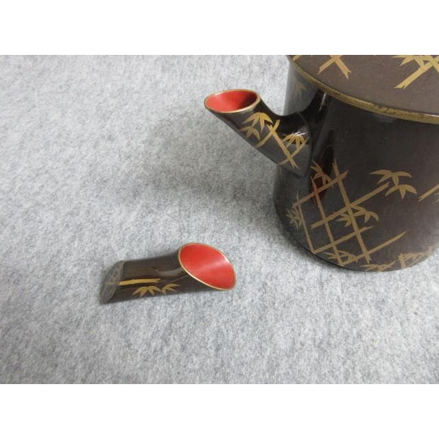 黒塗蒔絵竹垣に笹図湯斗 [B27955]