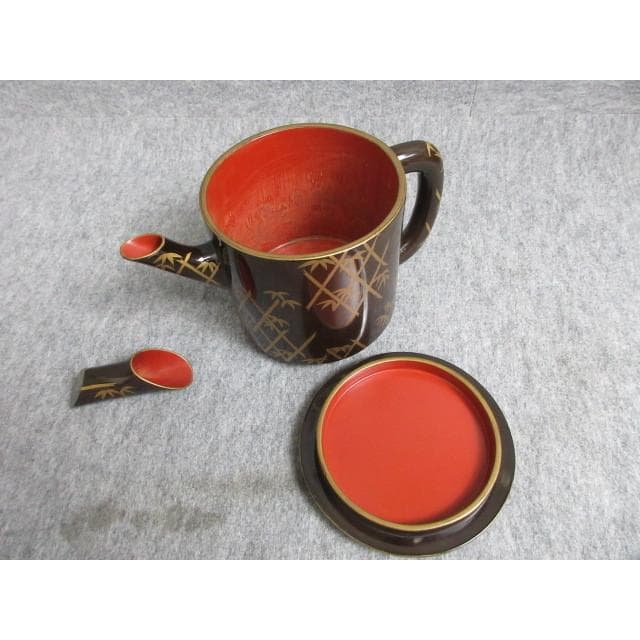 黒塗蒔絵竹垣に笹図湯斗 [B27955]