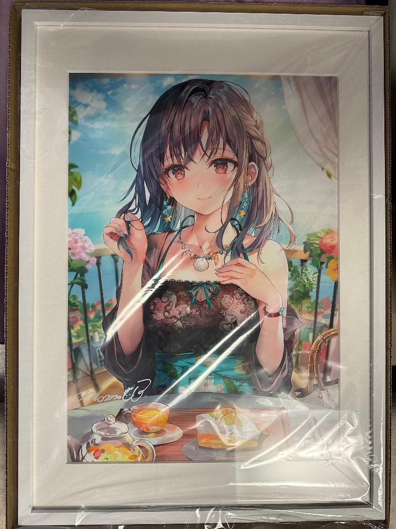 軸中心派 ももこ 直筆サイン入りA3複製原画・夏のテラスにて