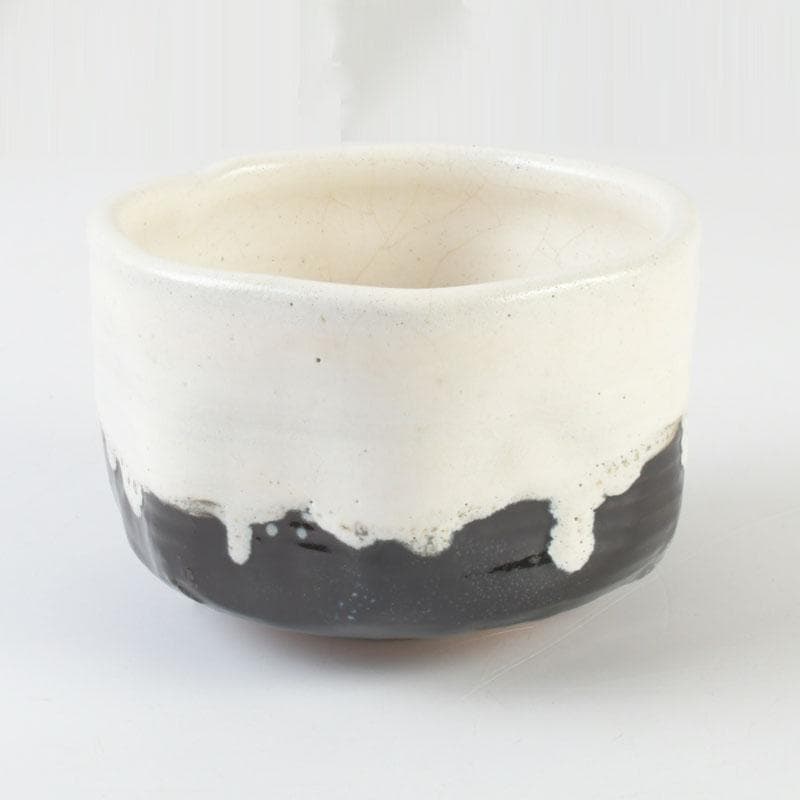 茶道具　京焼　丹羽好一作　白流茶碗　共布共箱　V　9803