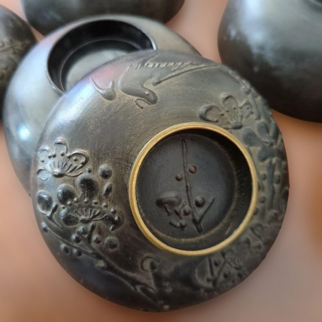 今ちゃん　骨董　お椀　会津塗　鉄錆塗り螺鈿　10つ