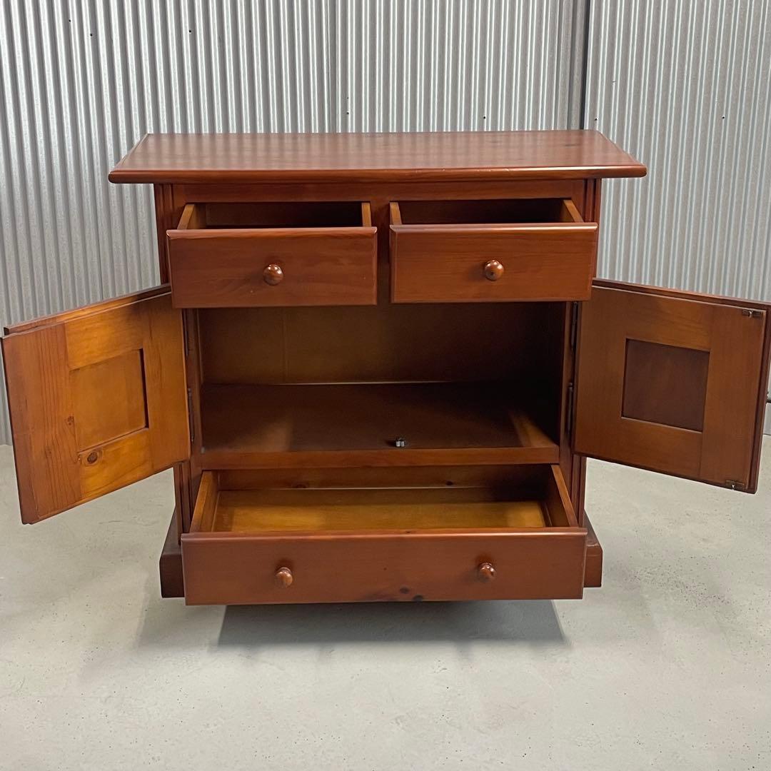 北欧カントリー＊花柄タイル 木製キャビネット　バレンシア風