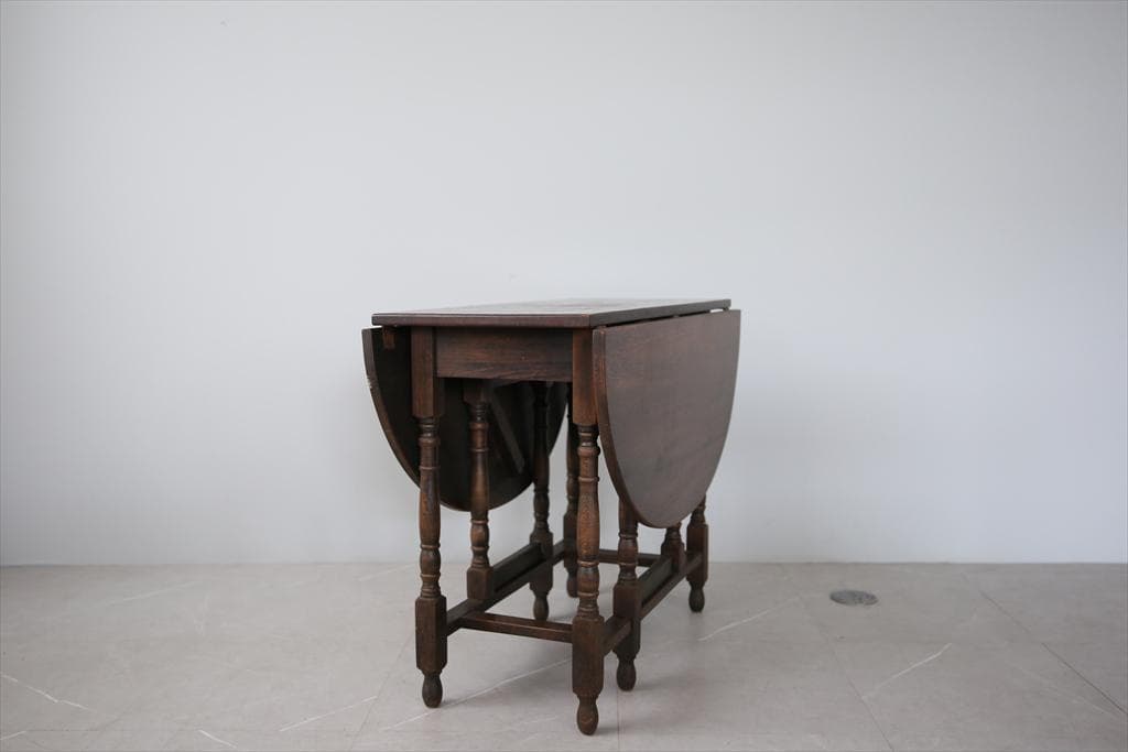 英国アンティーク木製ゲートレッグテーブル/ダイニング机バタフライ(87-40)