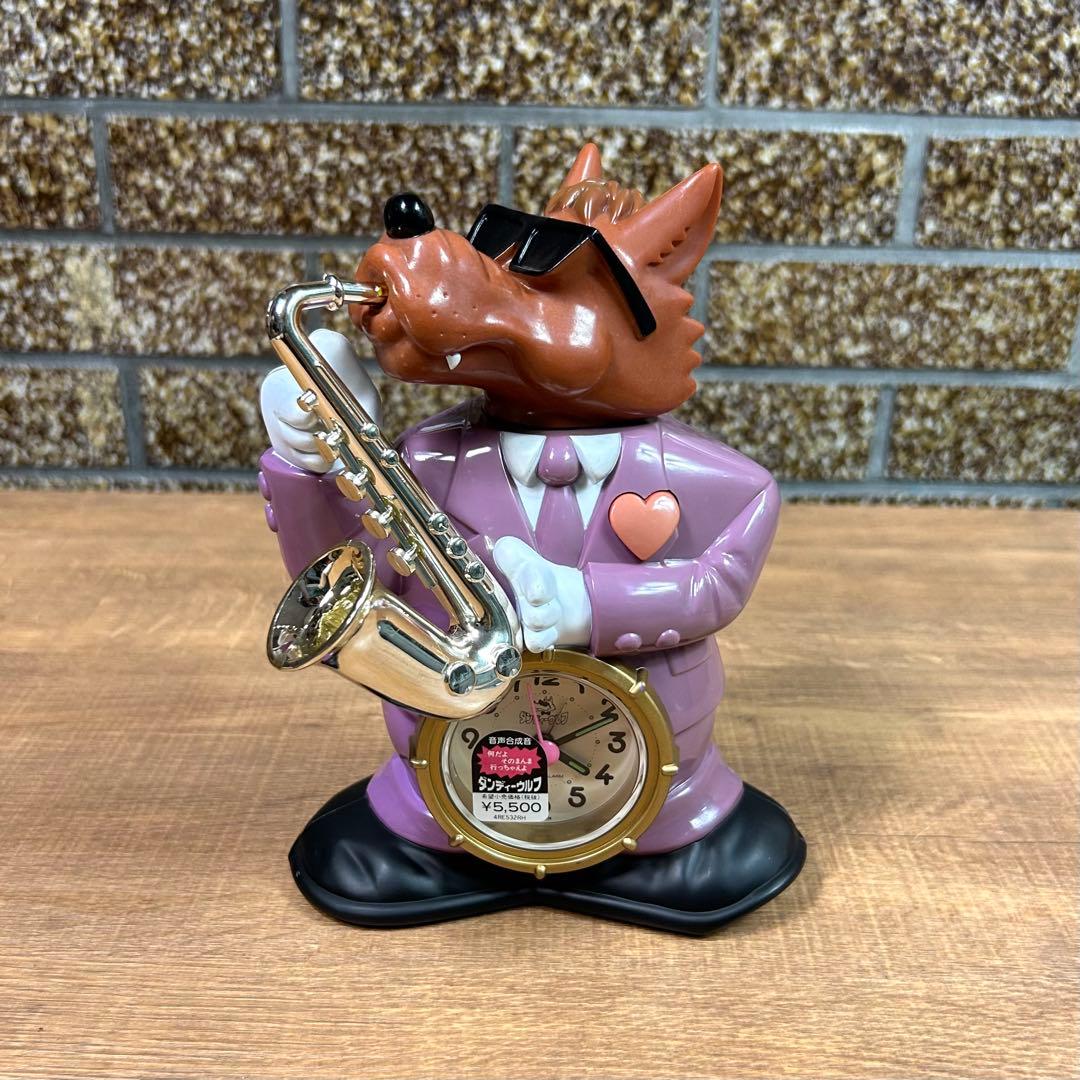 昭和レトロ ダンディーウルフ おしゃべり 目覚まし時計 リズム時計工業 置き時計