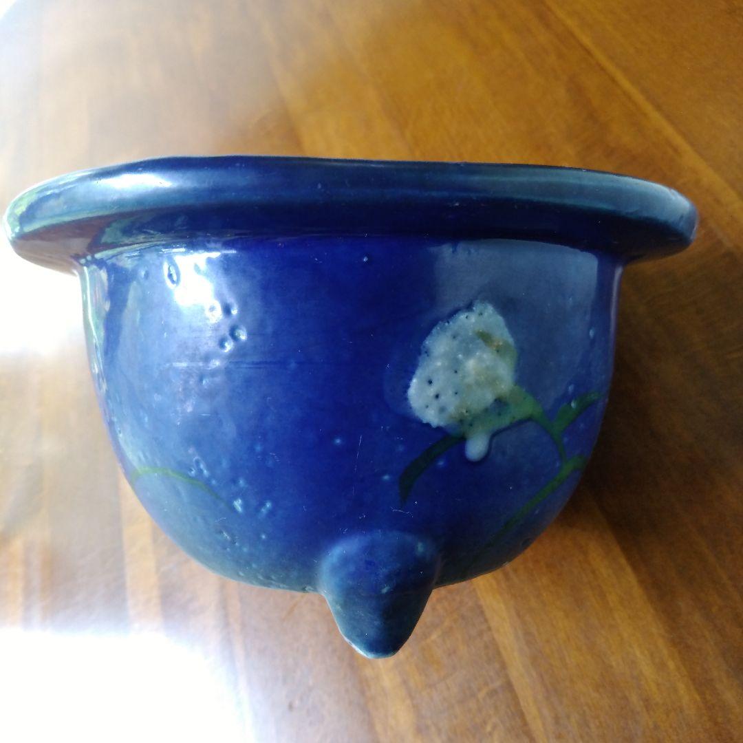 瀬戸　瑠璃釉　植木鉢　珍品　骨董