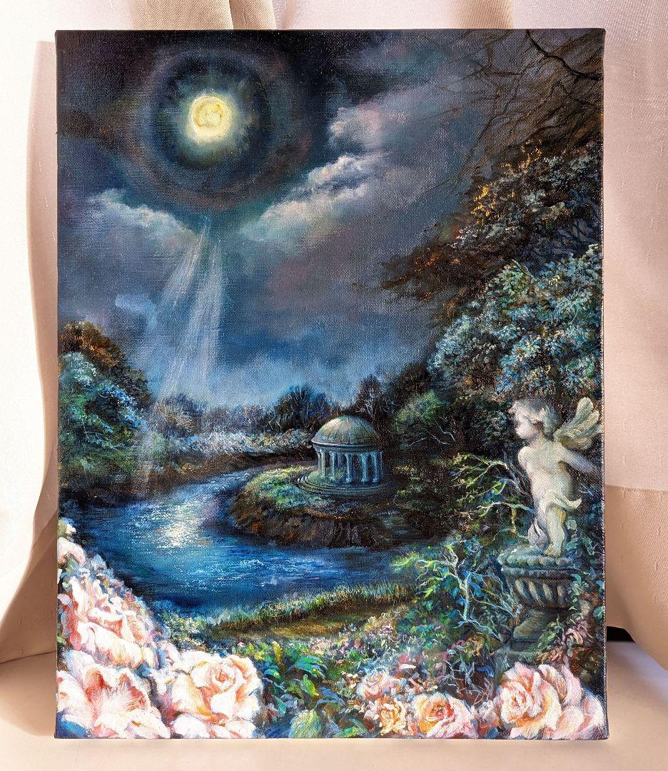 風景画　painterTMK　天使　バラ　画家本人出品　ロココ絵画　ロココ風景画