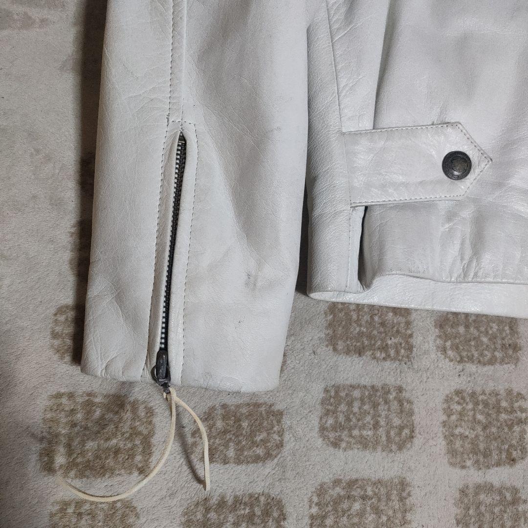 ハーレーダビッドソン　本革ホワイトレザーシングルライダースジャケット　日本製