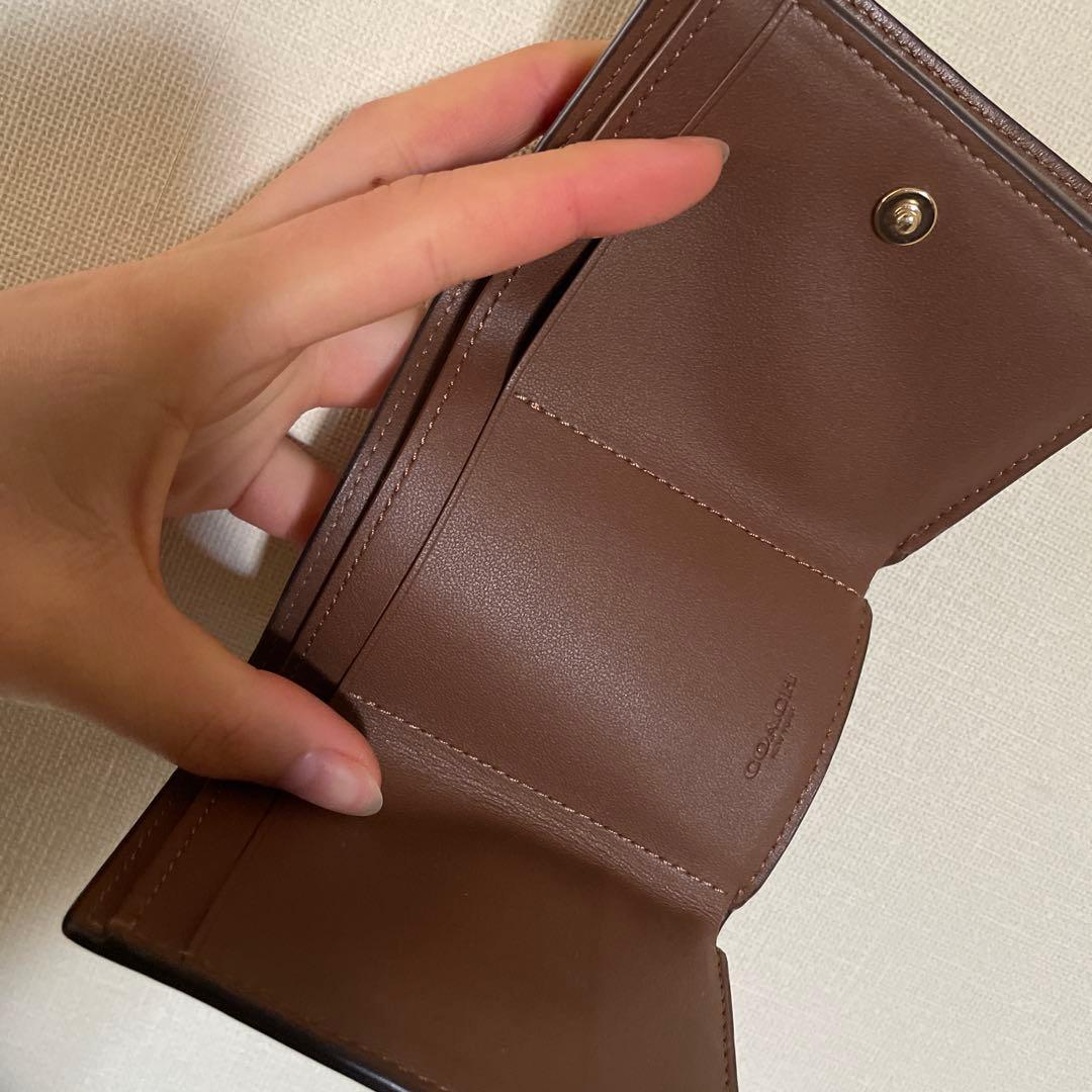 【新品】coach ＊ 三つ折り財布 ブラウン