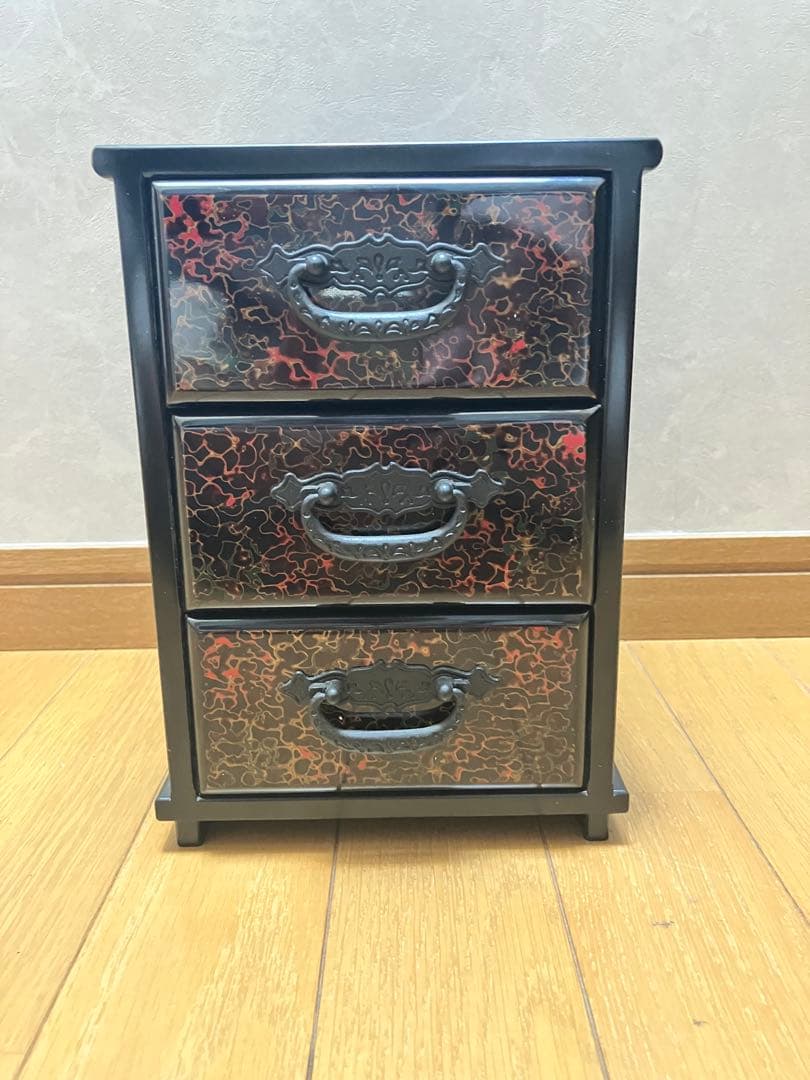 津軽塗 レトロ ミニタンス 小箪笥 3段 引き出し 小物入れ 収納 箱 卓上