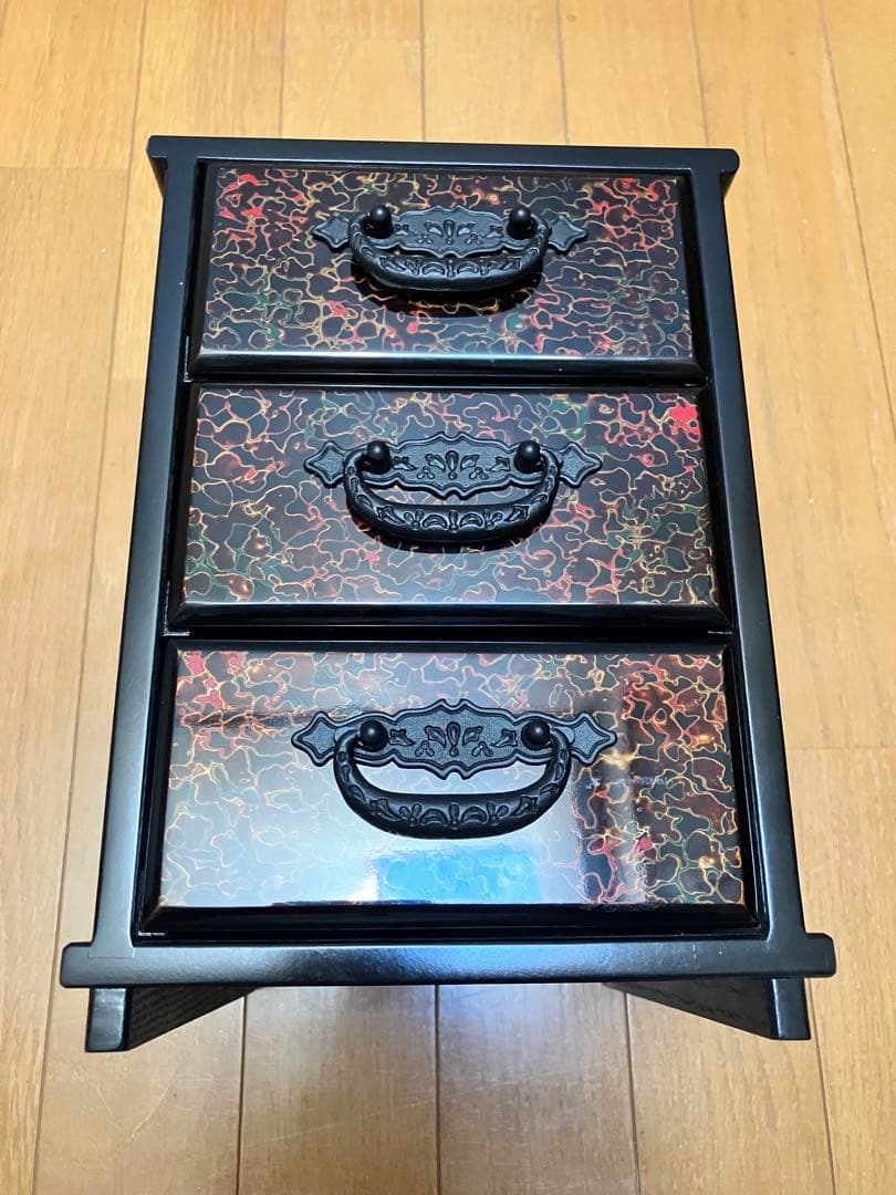津軽塗 レトロ ミニタンス 小箪笥 3段 引き出し 小物入れ 収納 箱 卓上