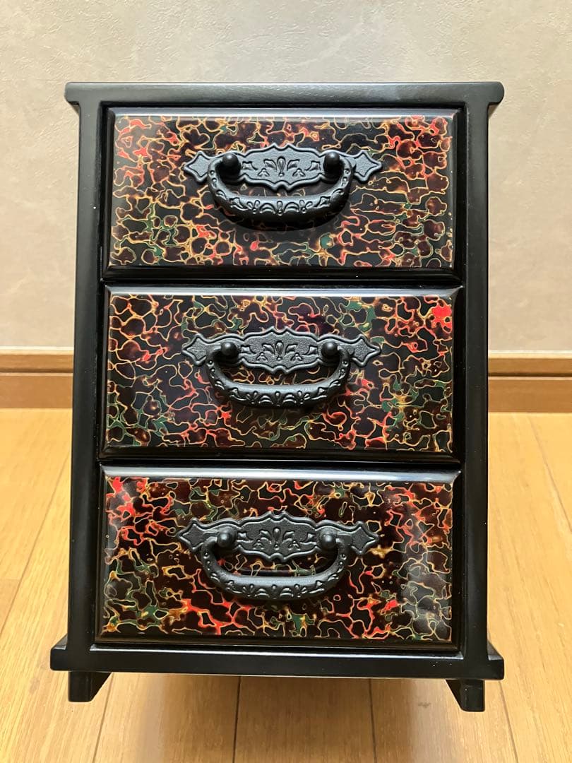 津軽塗 レトロ ミニタンス 小箪笥 3段 引き出し 小物入れ 収納 箱 卓上
