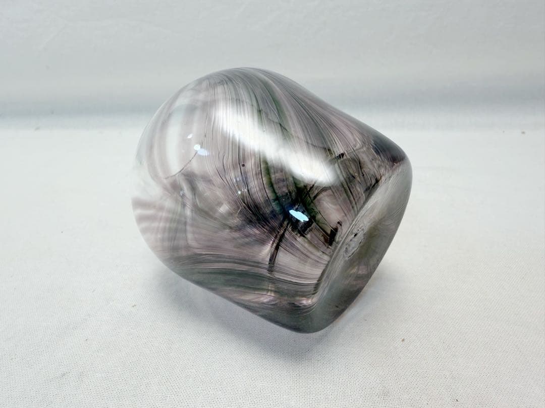 未使用 茶道具 大家具子造 硝子 丸肩衝 茶入 笹蔓緞子 仕覆付き 元箱