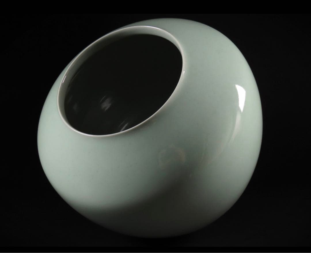 諏訪 蘇山 造 青磁　本人作 諏訪修 三代 諏訪蘇山 壺 花瓶　華道　　茶道具