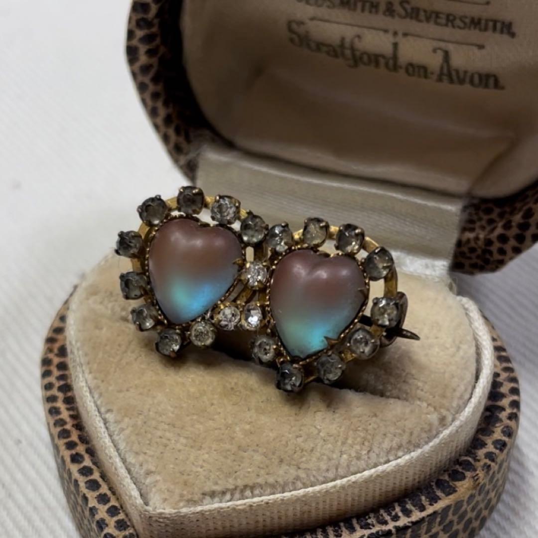 サフィレット　サフィレットブローチ　ダブルハート　アンティーク　ヴィンテージ