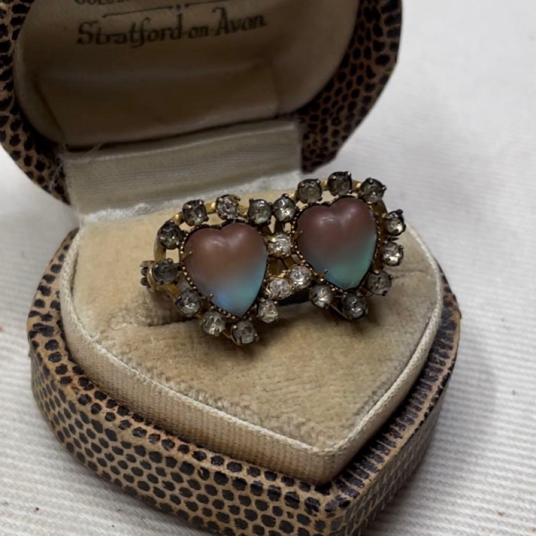 サフィレット　サフィレットブローチ　ダブルハート　アンティーク　ヴィンテージ