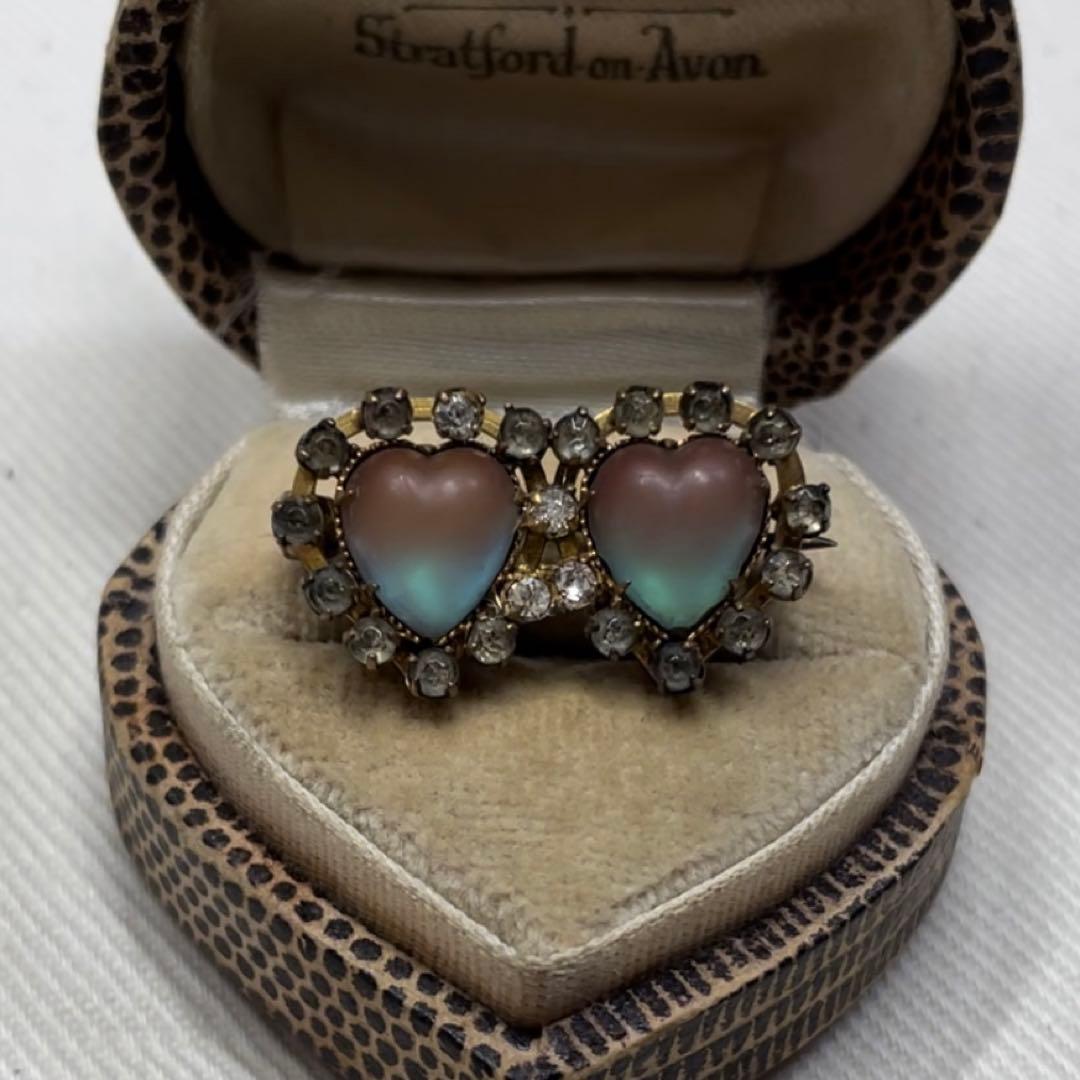 サフィレット　サフィレットブローチ　ダブルハート　アンティーク　ヴィンテージ