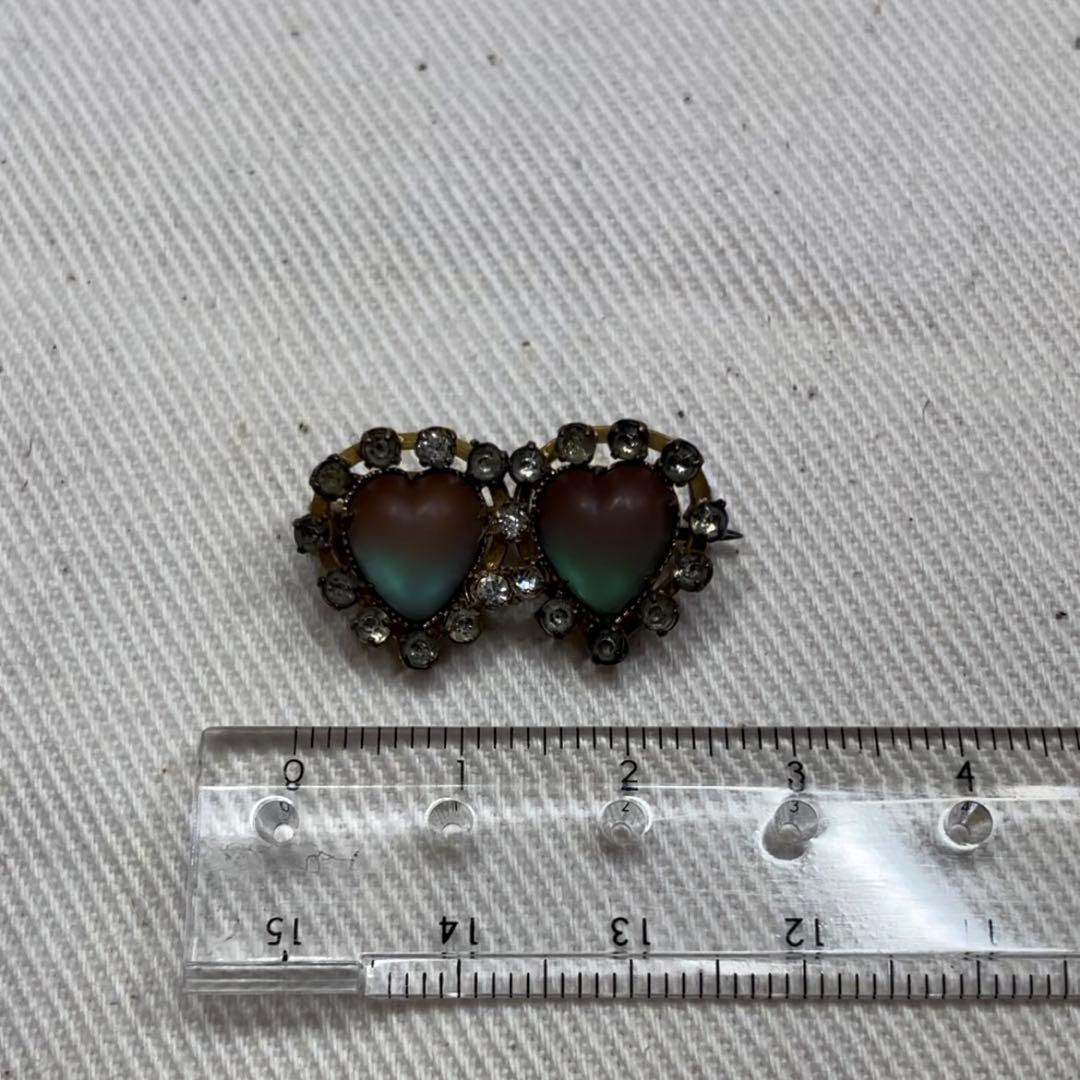 サフィレット　サフィレットブローチ　ダブルハート　アンティーク　ヴィンテージ