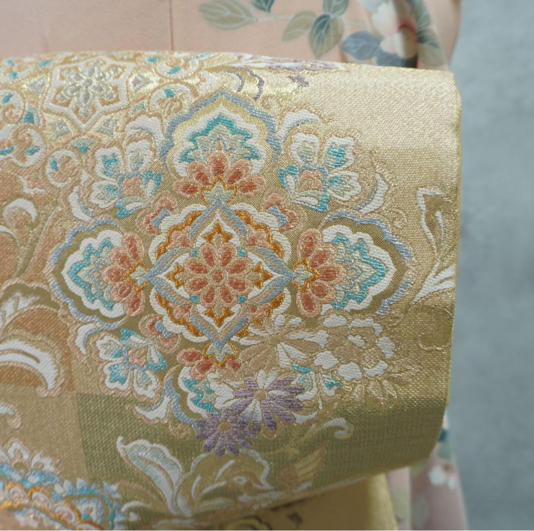 訪問着フルセット　正絹　落款　卒業式　入学式　【訪問着、袋帯、帯締め、帯揚げ】