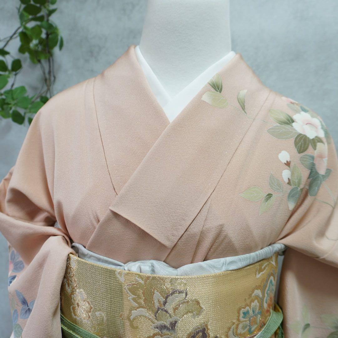 訪問着フルセット　正絹　落款　卒業式　入学式　【訪問着、袋帯、帯締め、帯揚げ】