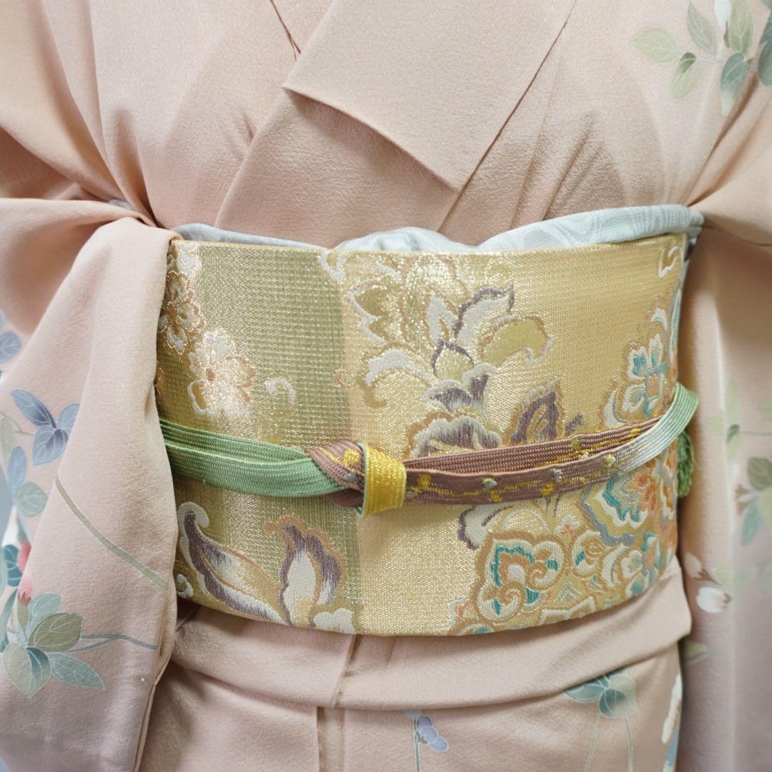 訪問着フルセット　正絹　落款　卒業式　入学式　【訪問着、袋帯、帯締め、帯揚げ】