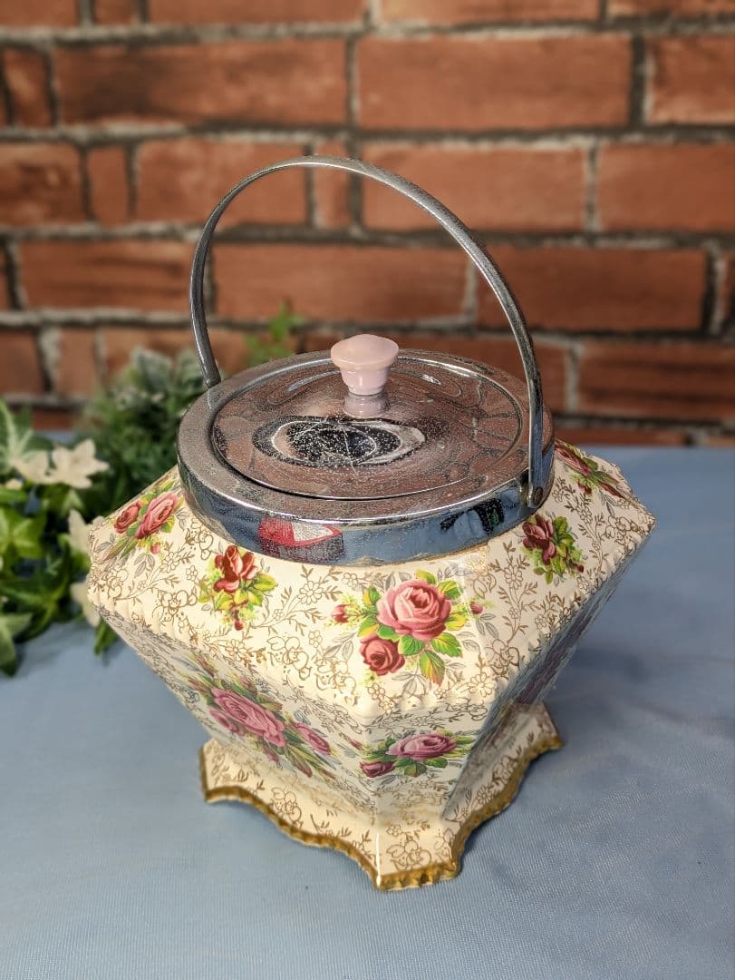 イギリス アンティーク 陶器製 ビスケットバレル バラ JAMES KENT