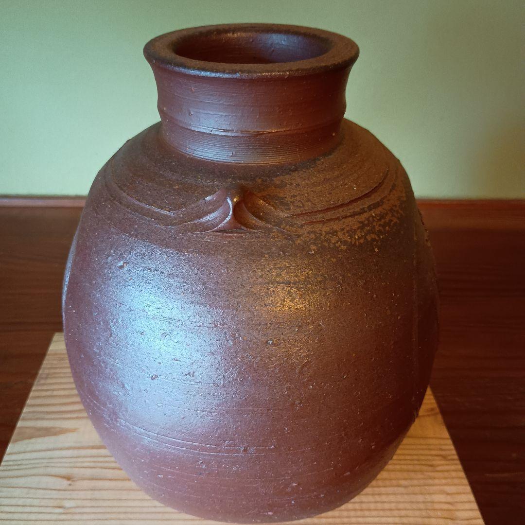 希少　藤原雄　備前擂座線文扁壺