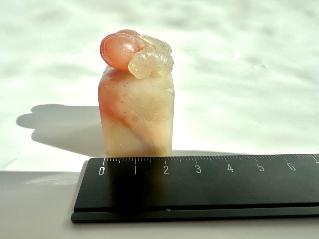 【桃】 もも　美品　高級印材　篆刻　印石　ラオス　印石　水凍