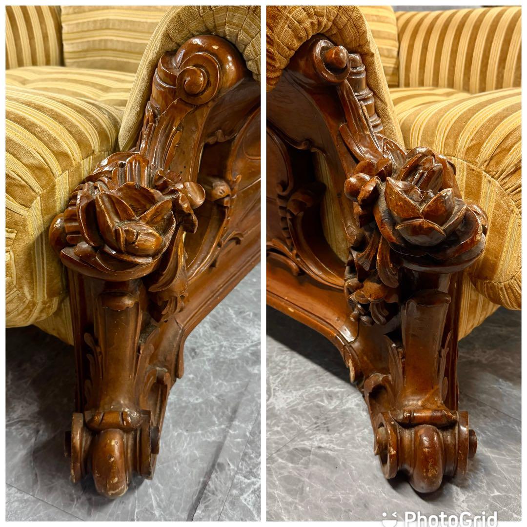 重厚な存在感　中国家具 花梨材 唐木 ソファ チェア 無垢 高級飾り家具　①