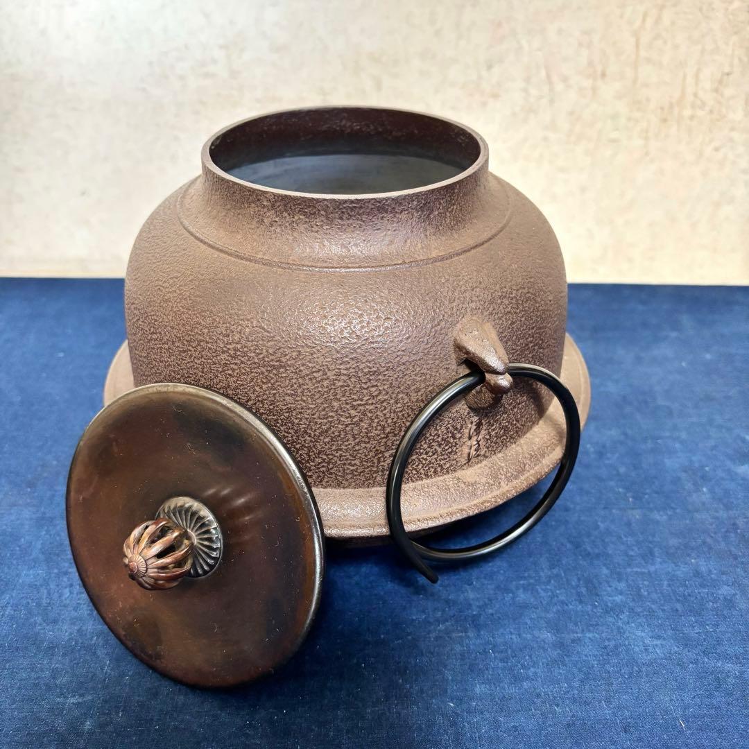 人間国宝 浄清造 茶釜 唐銅朝鮮風炉 風炉釜 野々田電熱器 敷板 茶道具 お点前